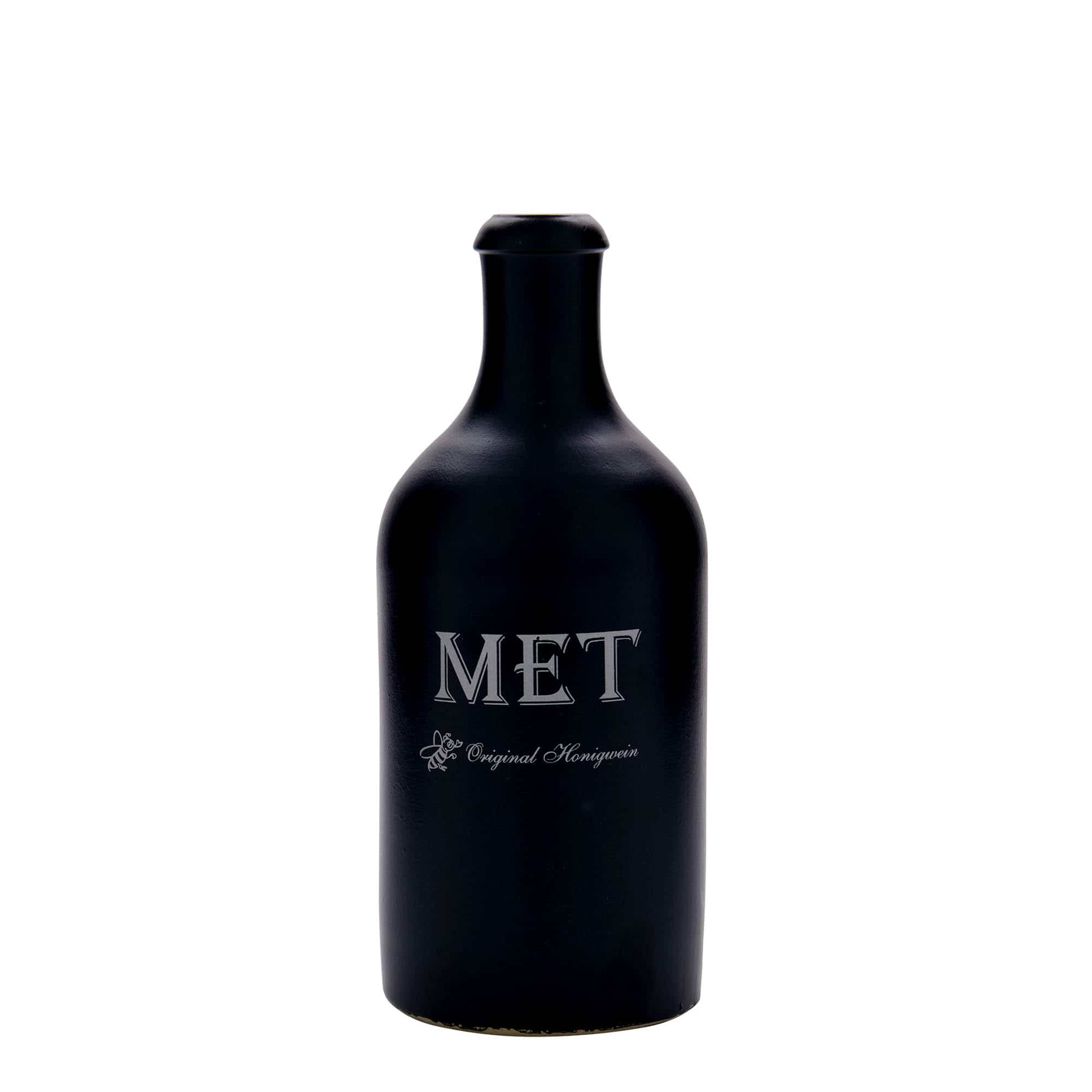 Κεραμικό μπουκάλι 500 ml, σχέδιο: Met, κεραμικό, μαύρο, στόμιο: φελλός Κεραμικό μπουκάλι 500 ml, σχέδιο: Met, κεραμικό, μαύρο, στόμιο: φελλός