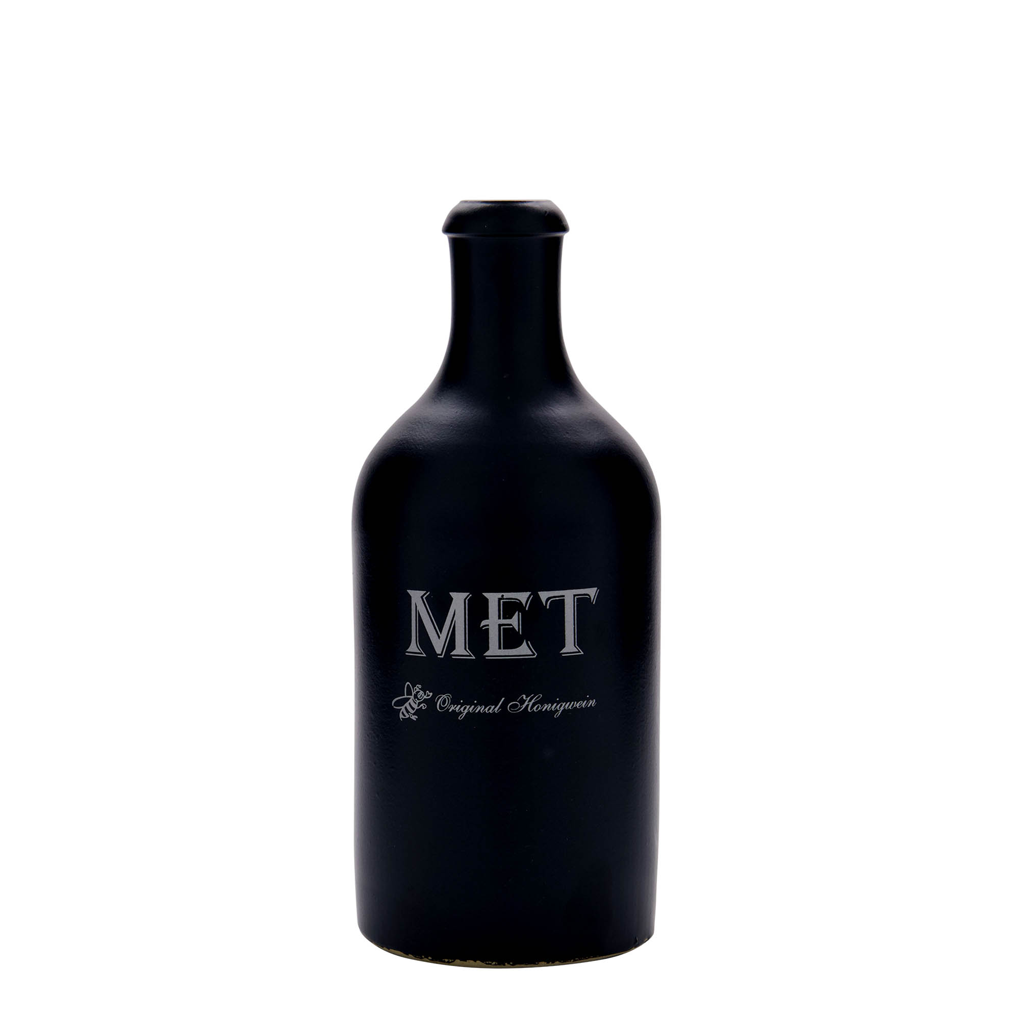 500 ml κανάτα από πηλό, θέμα: μέλι, κεραμική, μαύρο, στόμιο: φελλός