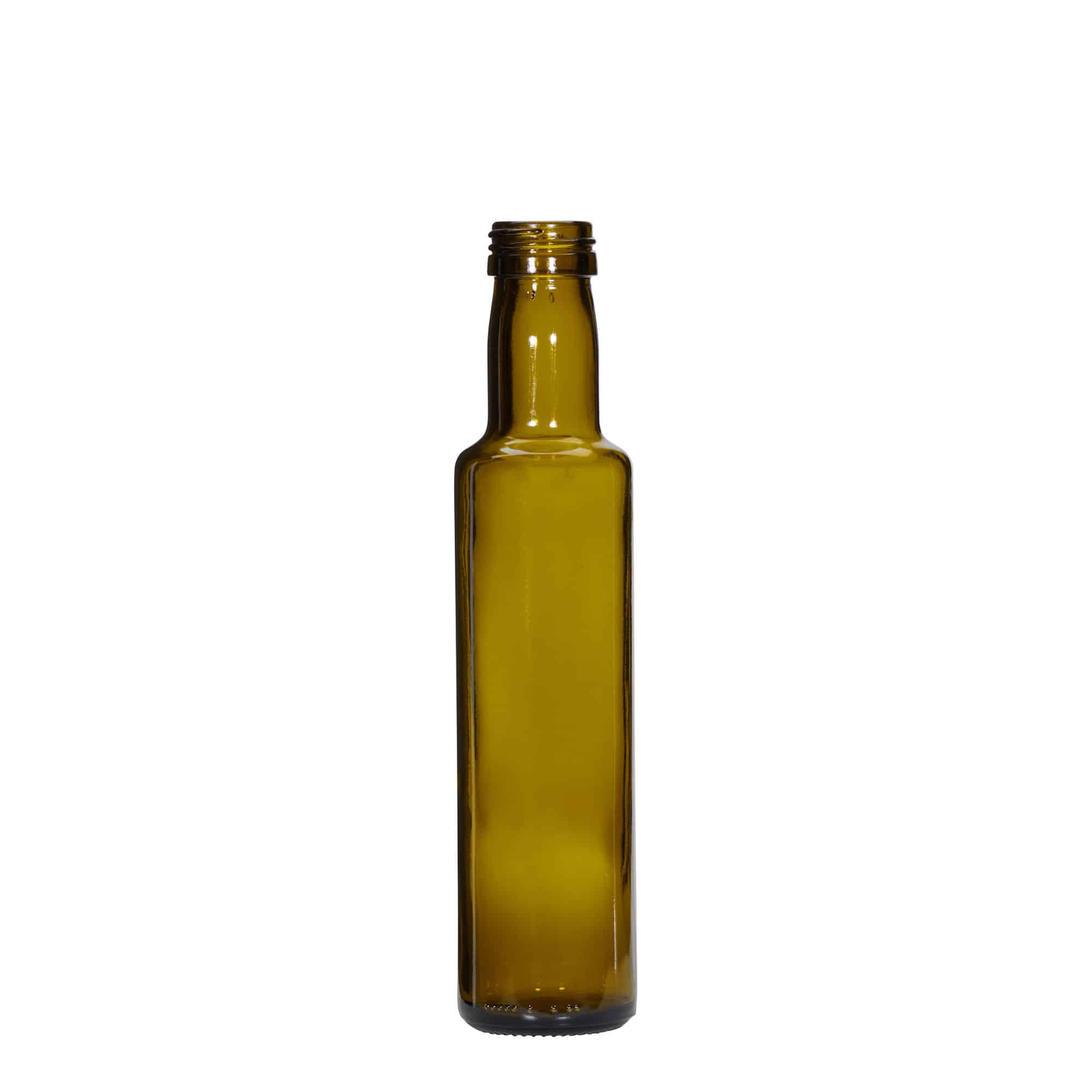 Γυάλινο μπουκάλι 'Dorica' 250 ml, πράσινο αντικέ, στόμιο: PP 31,5 Γυάλινο μπουκάλι 'Dorica' 250 ml, πράσινο αντικέ, στόμιο: PP 31,5