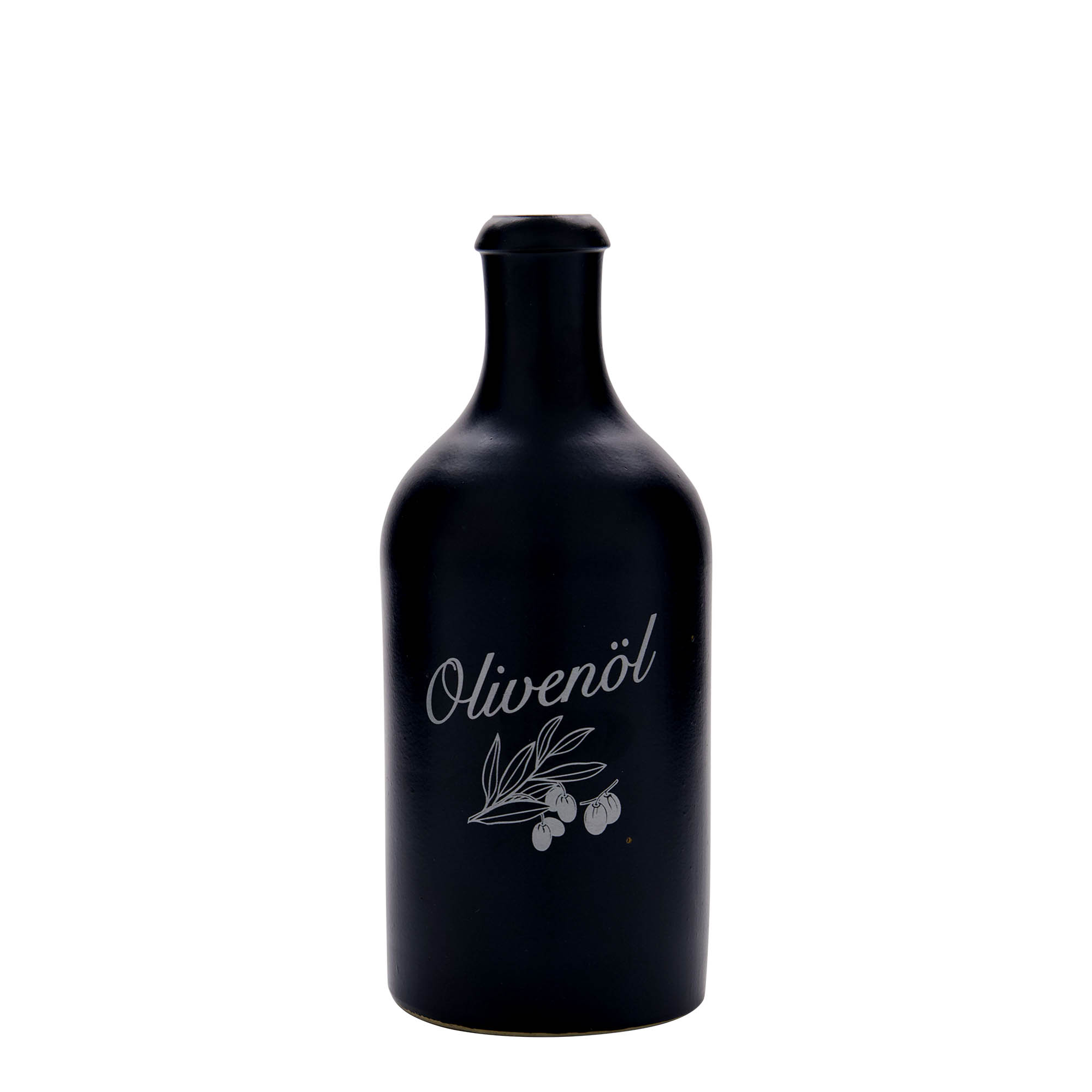 500 ml κανάτα από πήλινο δοχείο, θέμα: Ελαιόλαδο, πέτρινο σκεύος, μαύρο, στόμιο: φελλός