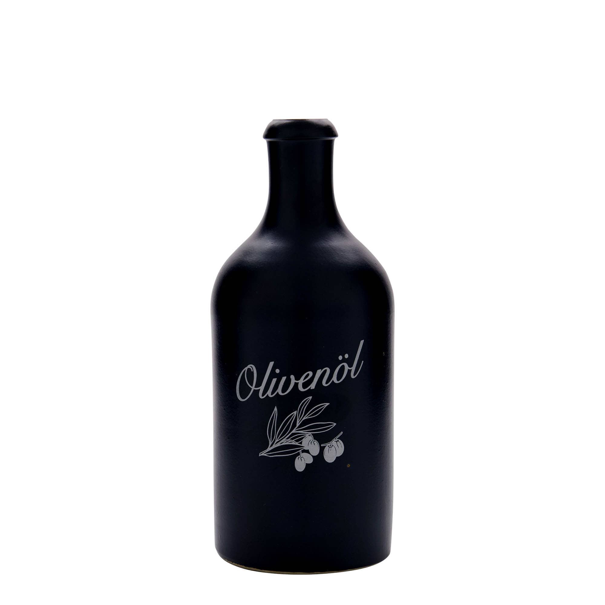 500 ml κανάτα από πήλινο δοχείο, θέμα: Ελαιόλαδο, πέτρινο σκεύος, μαύρο, στόμιο: φελλός