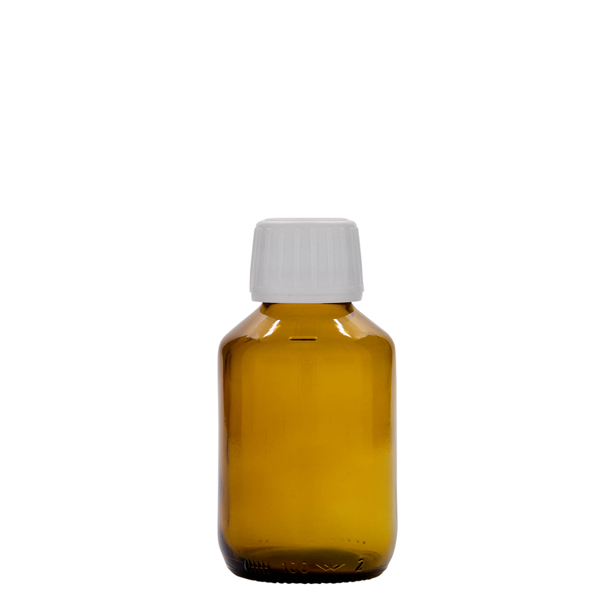 100 ml ιατρικό μπουκάλι, καφέ, γυαλί, στόμιο: PP 28