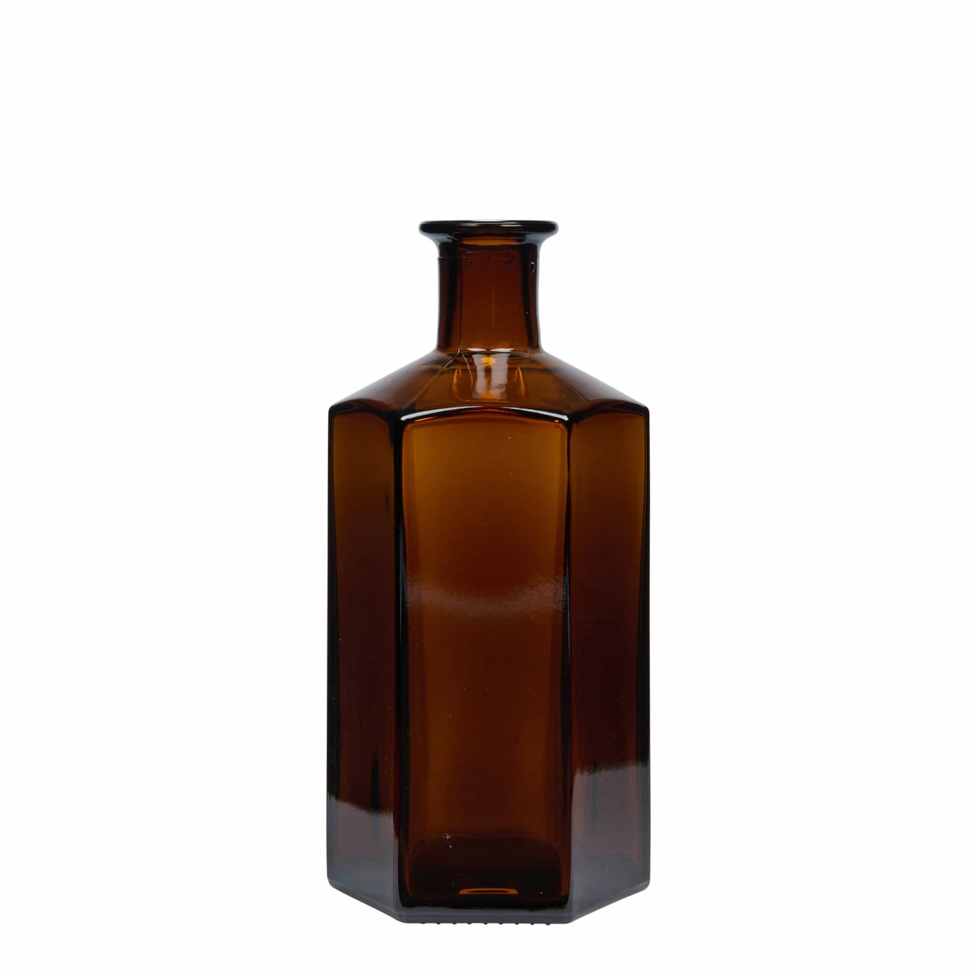 Γυάλινο μπουκάλι 500 ml Apothecary 'Jimmy'. εξαγωνικό. καφέ. Στόμιο: φελλός Γυάλινο μπουκάλι 500 ml Apothecary 'Jimmy'. εξαγωνικό. καφέ. Στόμιο: φελλός