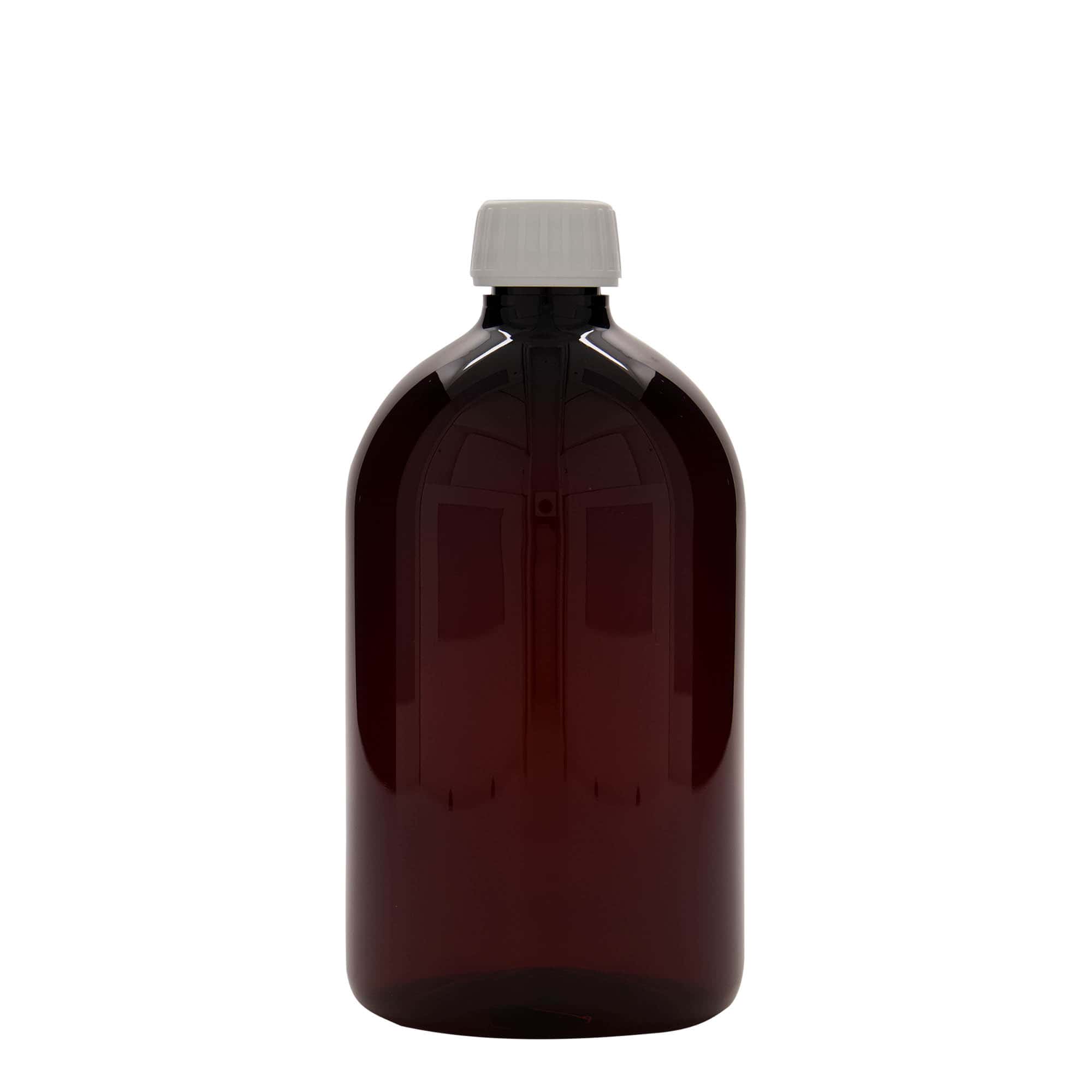 1.000 ml φιάλη ιατρικού PET, καφέ, πλαστικό, στόμιο: PP 28