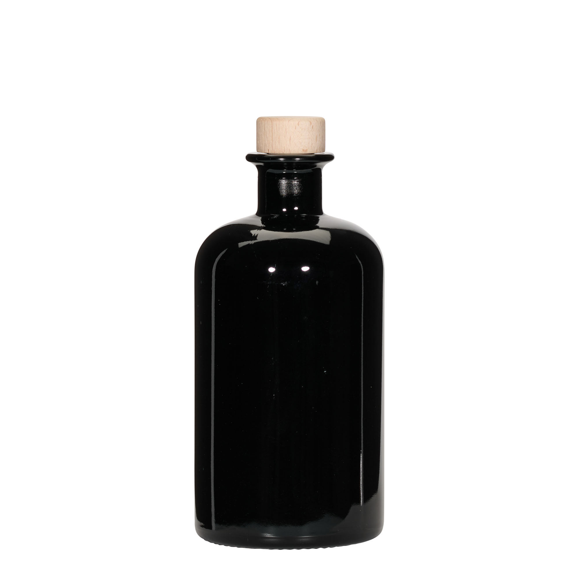 500 ml γυάλινο μπουκάλι φαρμακοποιού, μαύρο, στόμιο: φελλός