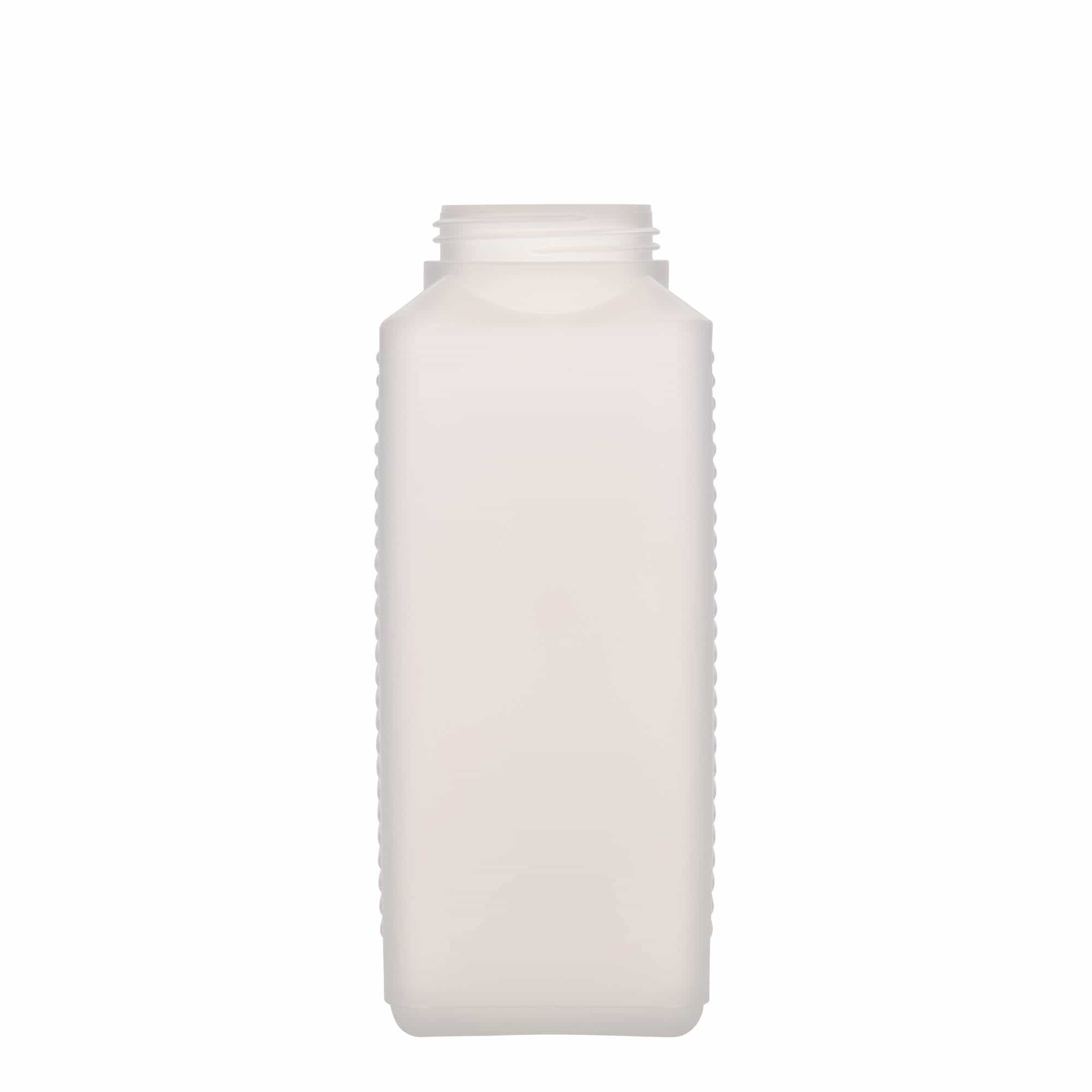 Μπουκάλι με φαρδύ λαιμό 1.000 ml, ορθογώνιο, πλαστικό HDPE, φυσικό χρώμα, στόμιο: DIN 60 EPE