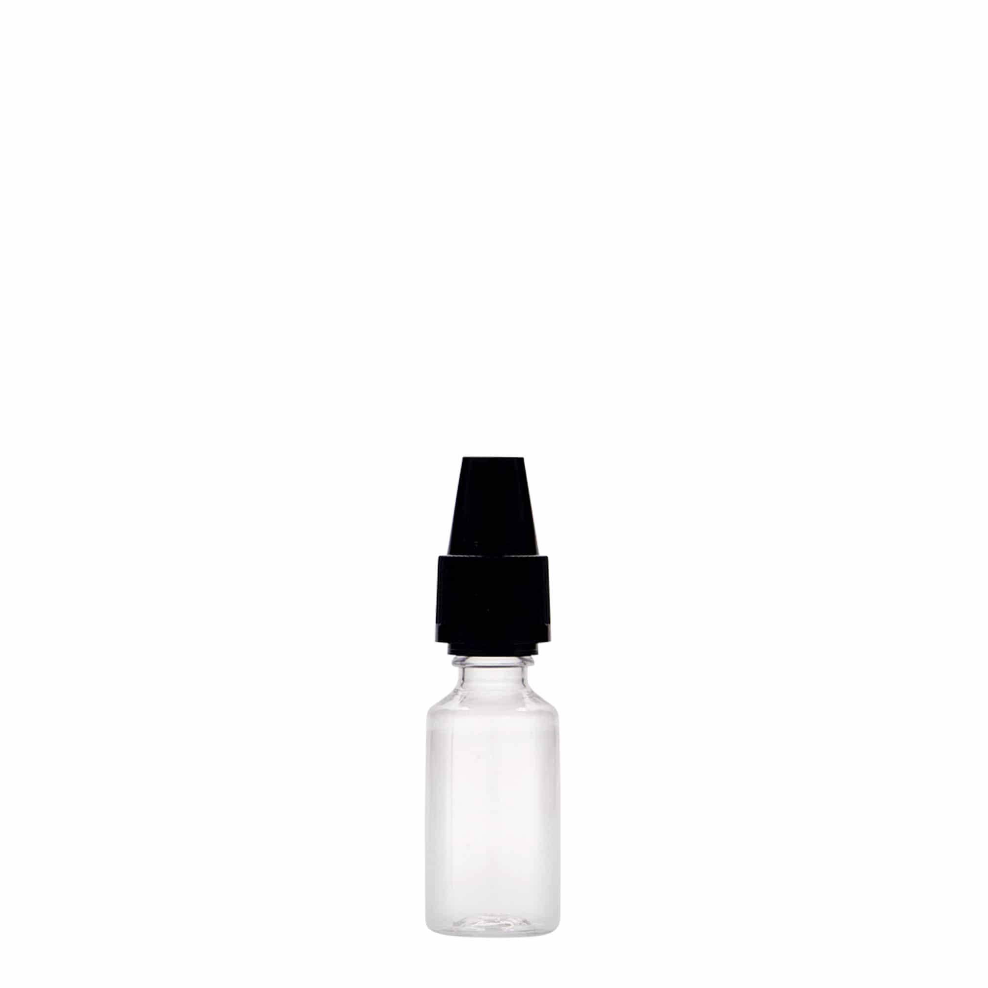 10 ml φιάλη PET 'E-Liquid' με ασφάλεια ποιότητας και παιδική ασφάλεια, πλαστικό, στόμιο: βιδωτό καπάκι
