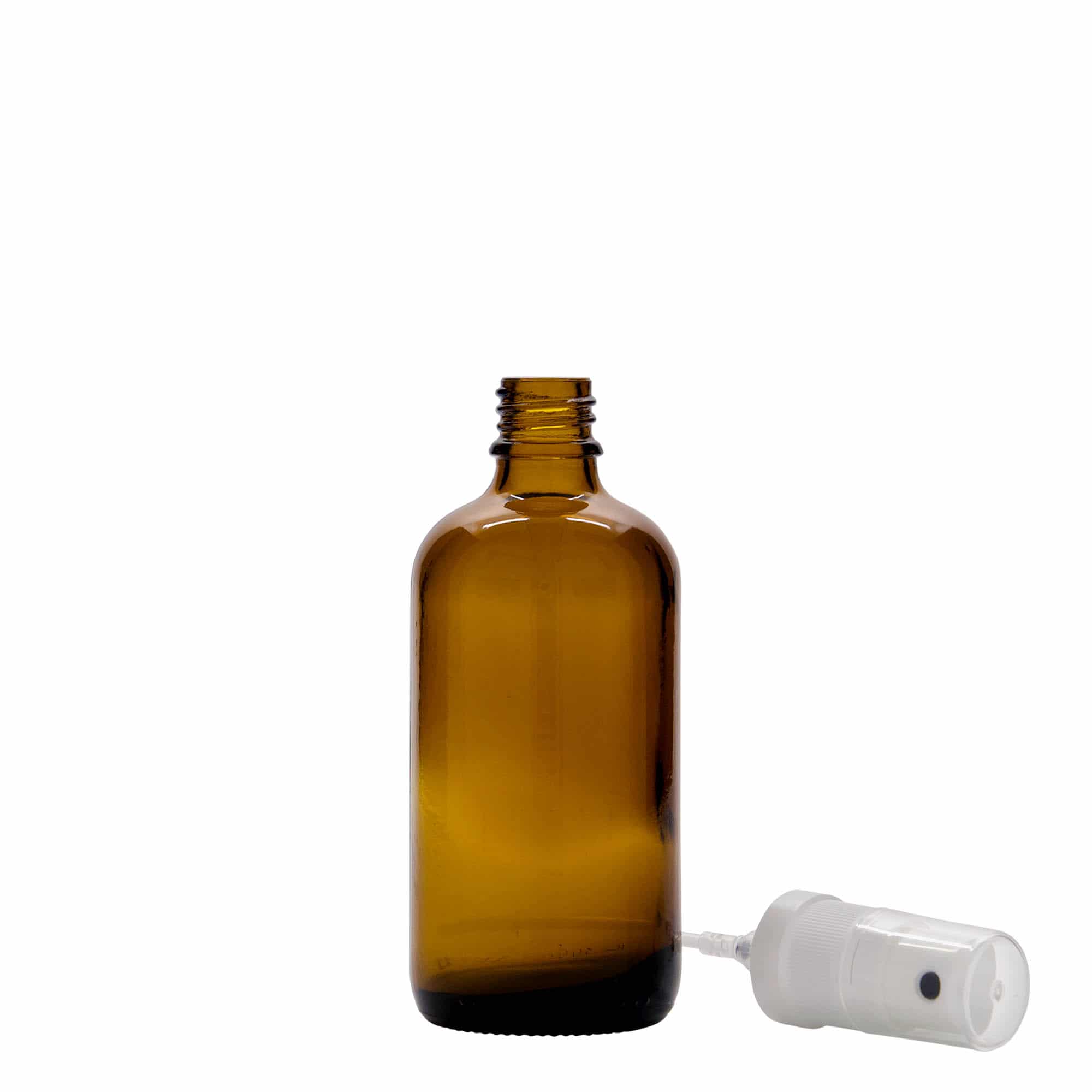100 ml φιαλίδιο ψεκασμού ιατρικό, γυάλινο, καφέ, στόμιο: DIN 18