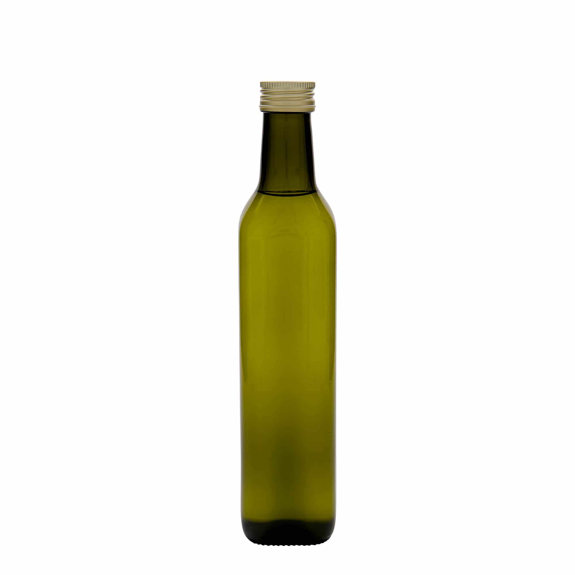 500 ml γυάλινο μπουκάλι 'Marasca', τετράγωνο, παλαιωμένο πράσινο, στόμιο: PP 31,5
