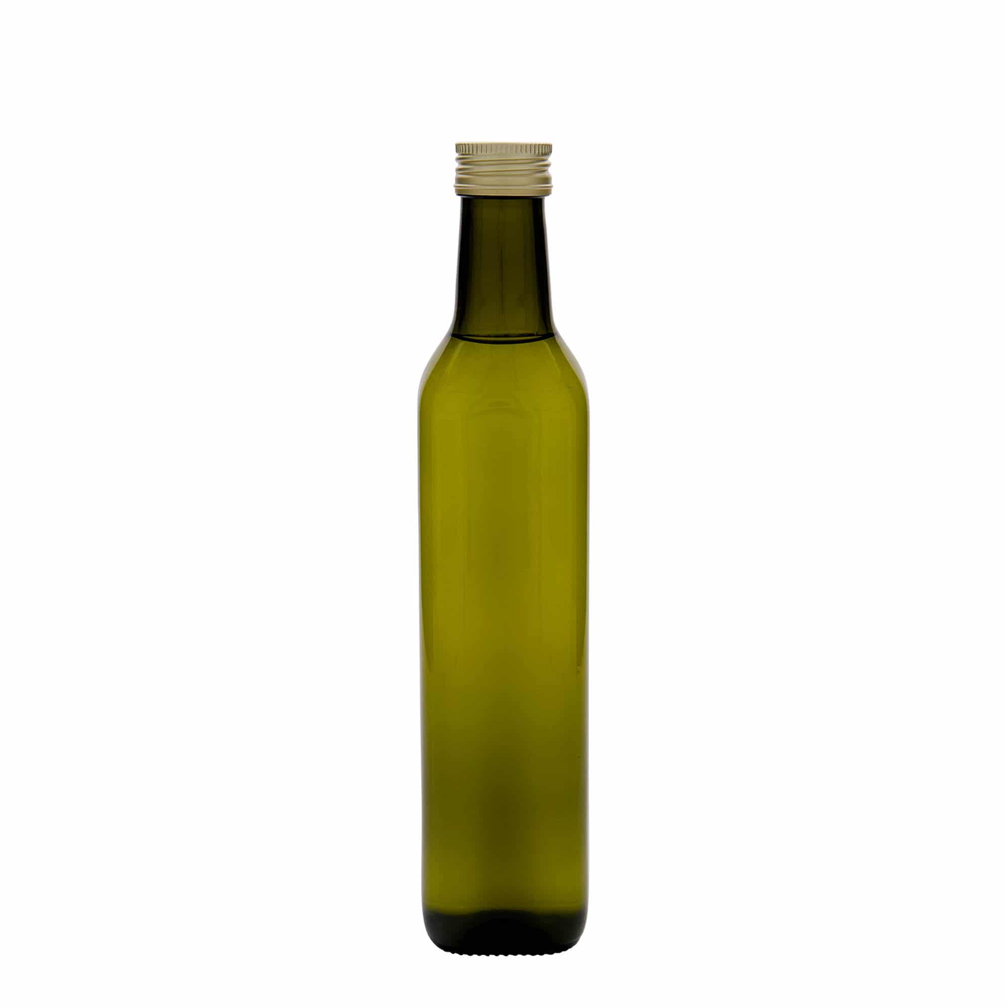 500 ml γυάλινο μπουκάλι 'Marasca', τετράγωνο, παλαιωμένο πράσινο, στόμιο: PP 31,5