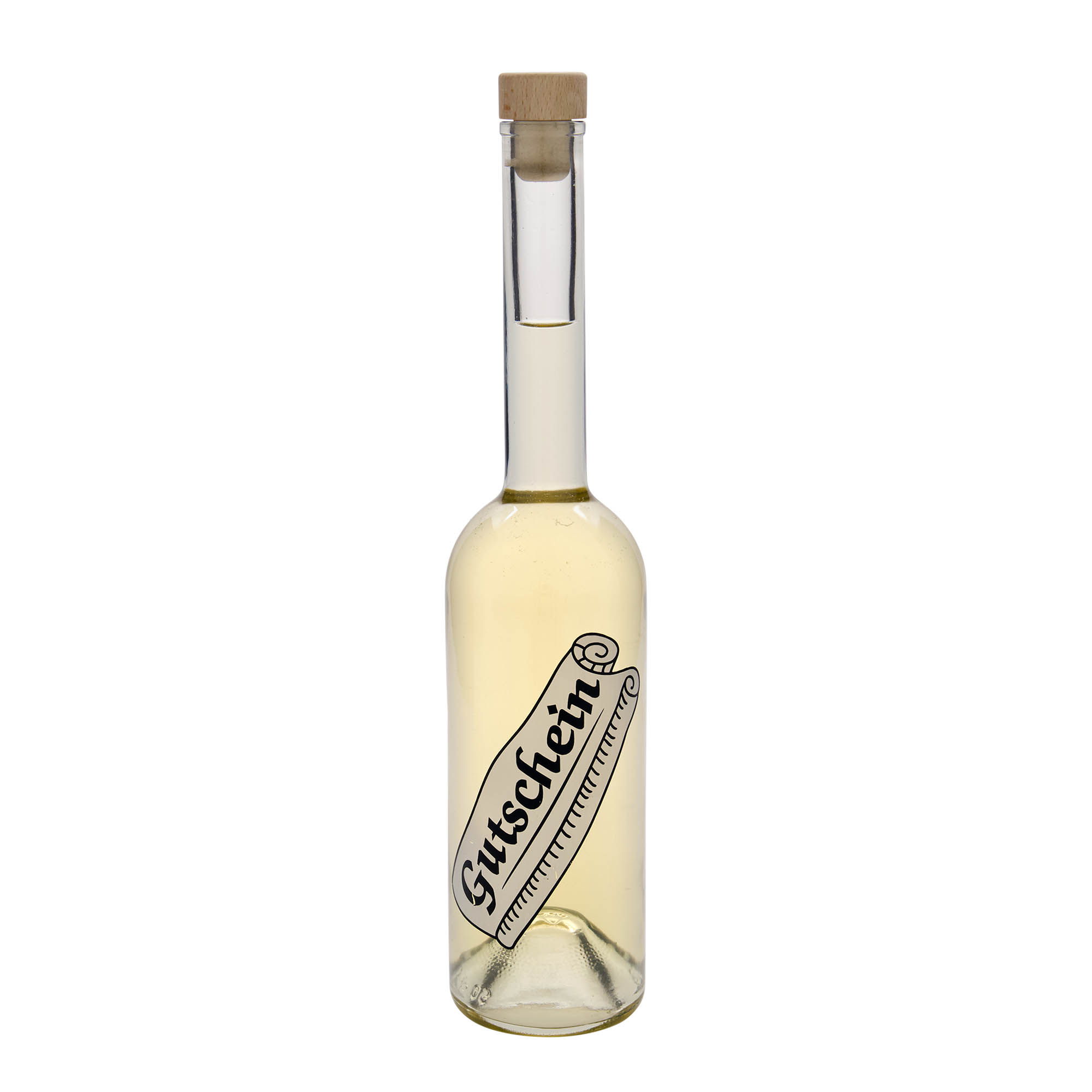 500 ml γυάλινο μπουκάλι 'Opera', σχέδιο: κουπόνι, στόμιο: φελλός