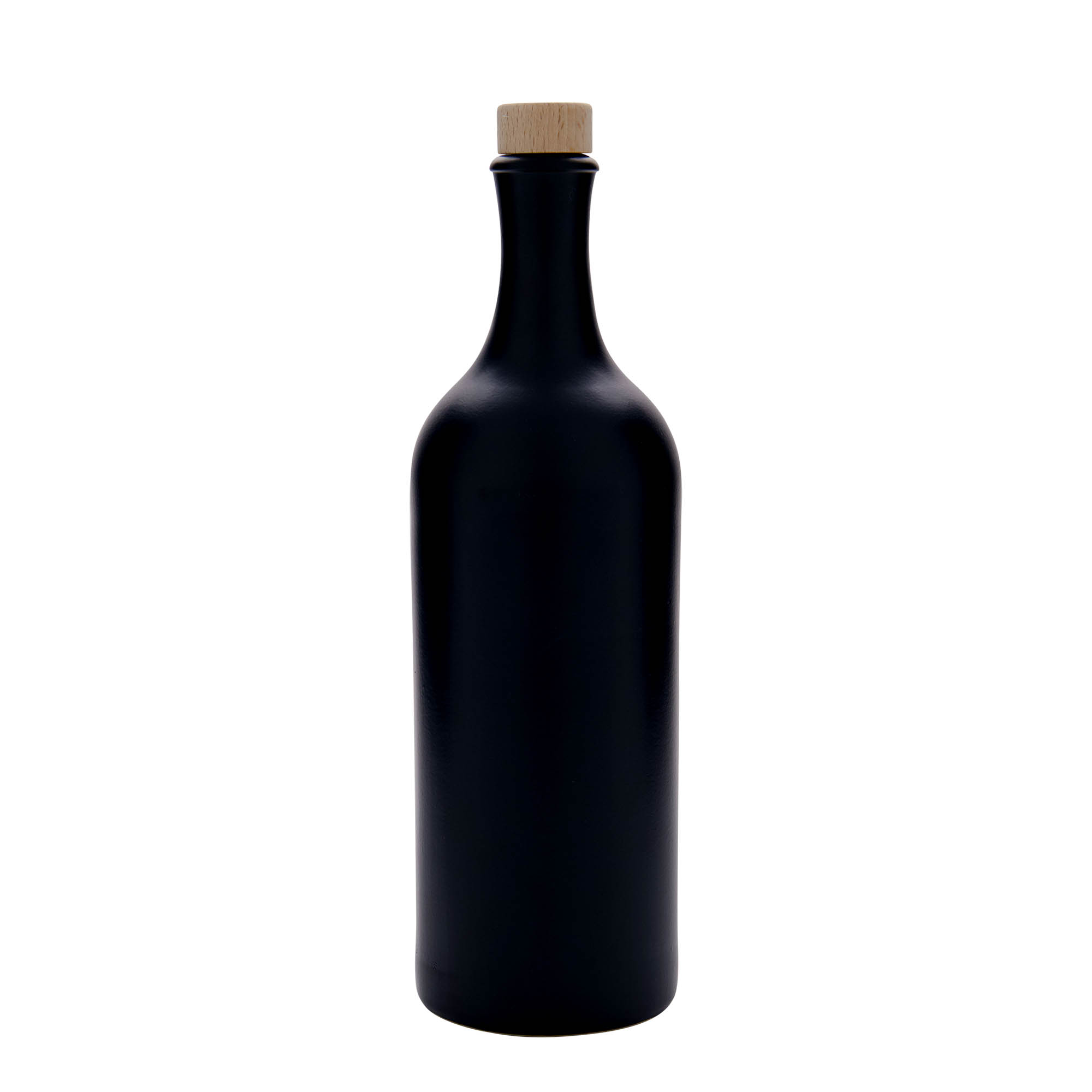 750 ml βάζο με μακρύ λαιμό, από πέτρινο σκεύος, μαύρο, στόμιο: φελλός