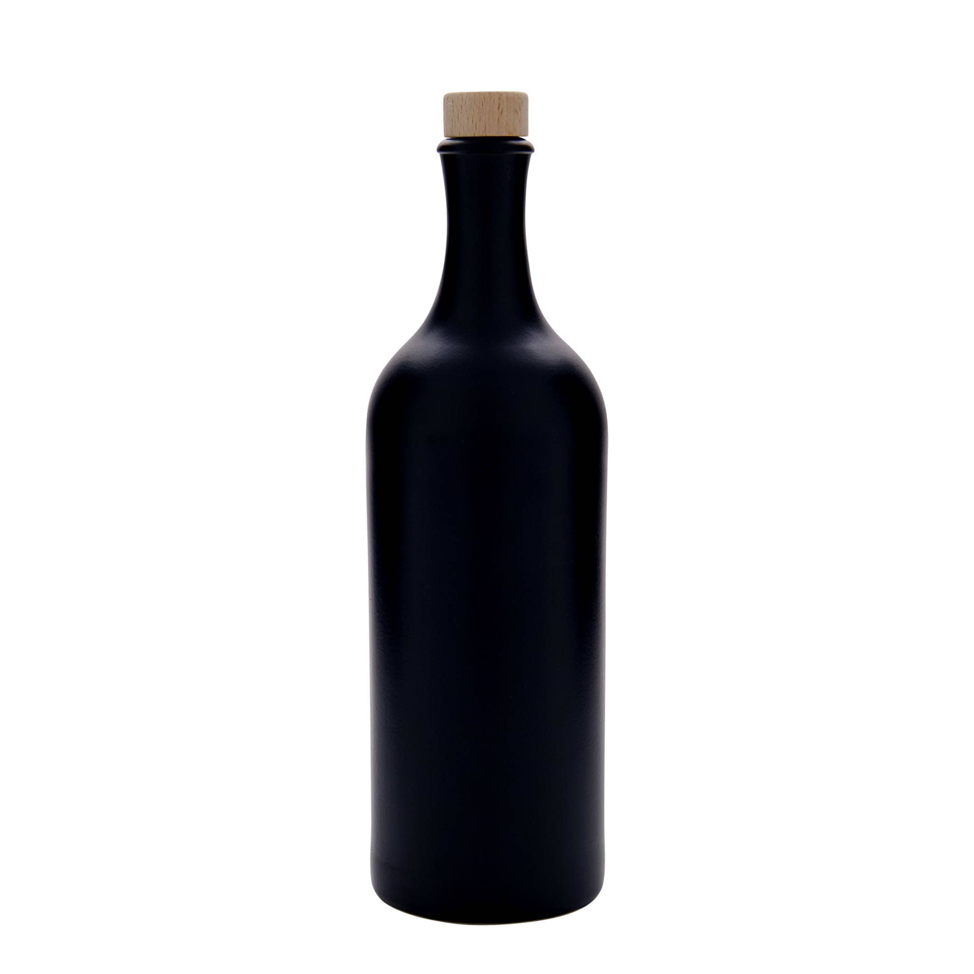 750 ml βάζο με μακρύ λαιμό, από πέτρινο σκεύος, μαύρο, στόμιο: φελλός