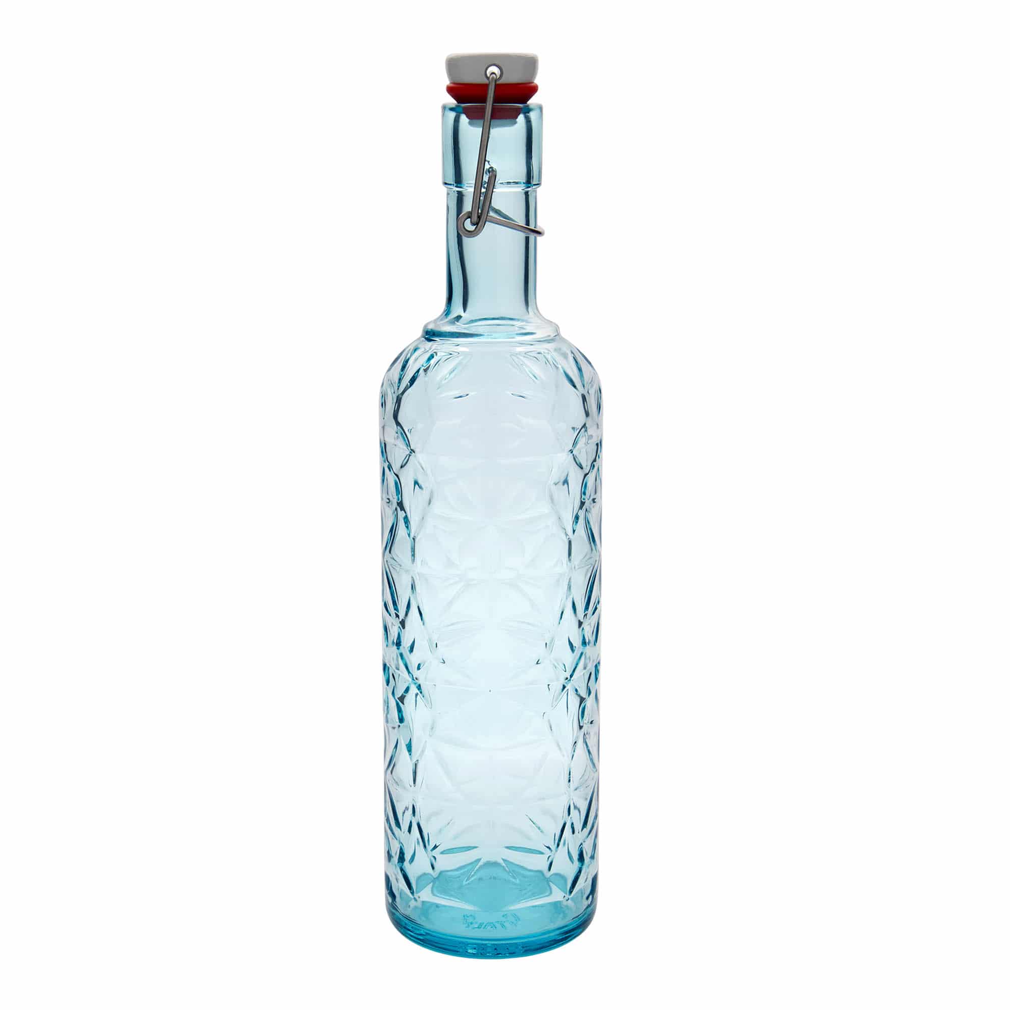 1.000 ml γυάλινο μπουκάλι 'Oriente', γαλάζιο, στόμιο: κλείσιμο με μανταλάκι