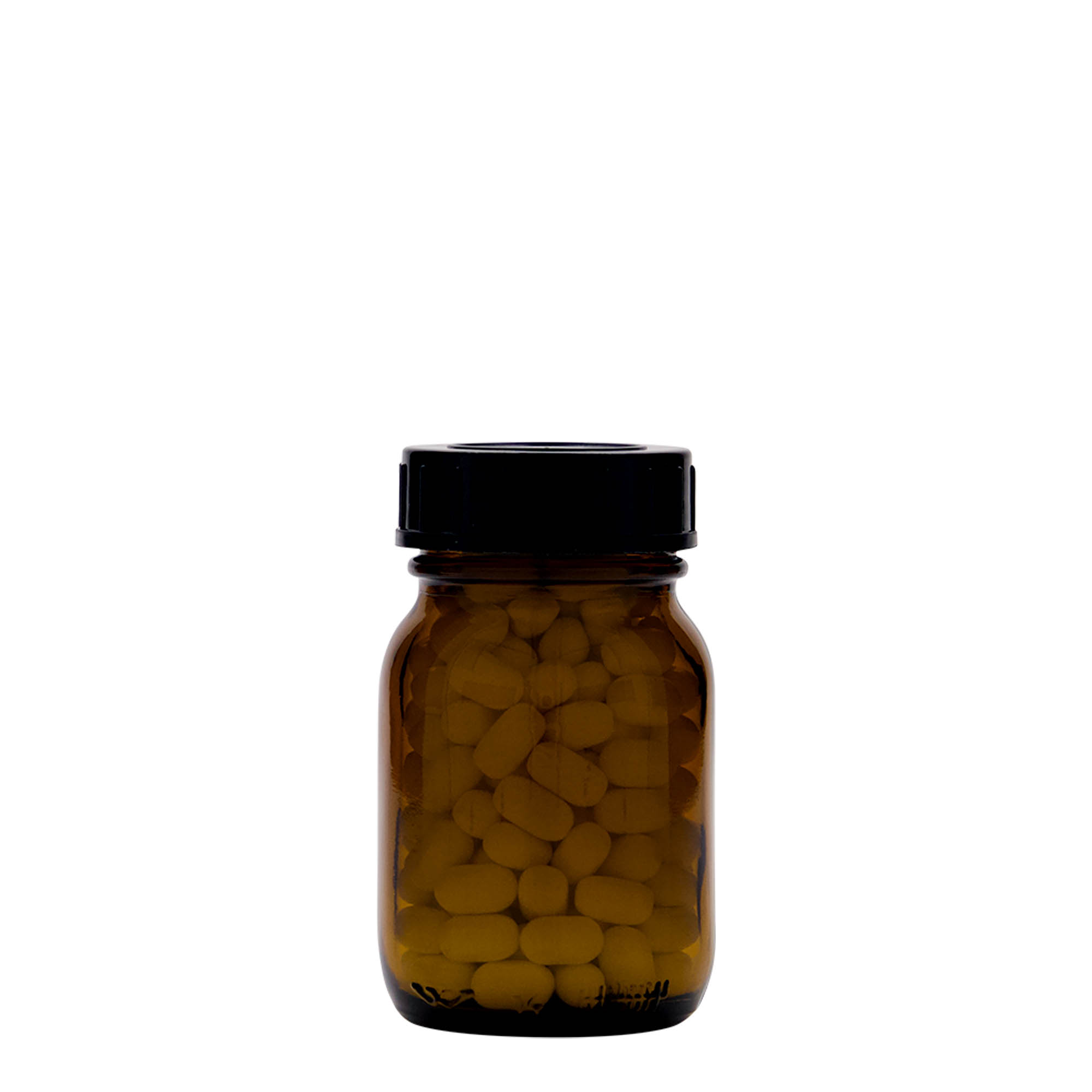 75 ml γυάλινο βάζο με φαρδύ λαιμό, καφέ, στόμιο: DIN 40 75 ml γυάλινο βάζο με φαρδύ λαιμό, καφέ, στόμιο: DIN 40