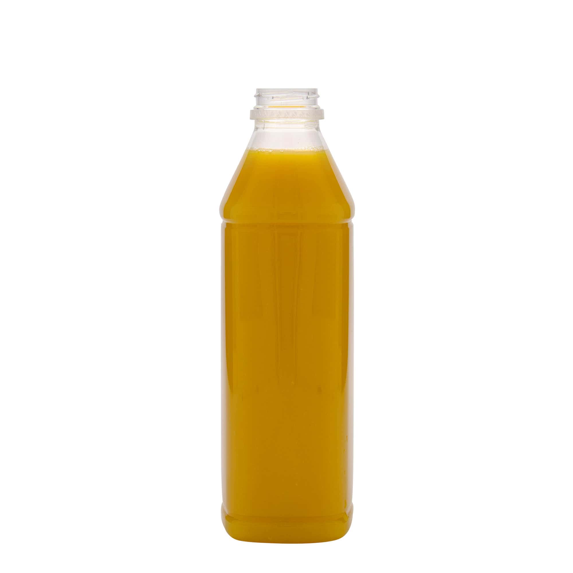 Μπουκάλι PET 'Milk and Juice Carré' 1.000 ml, τετράγωνο, πλαστικό, στόμιο: 38 mm