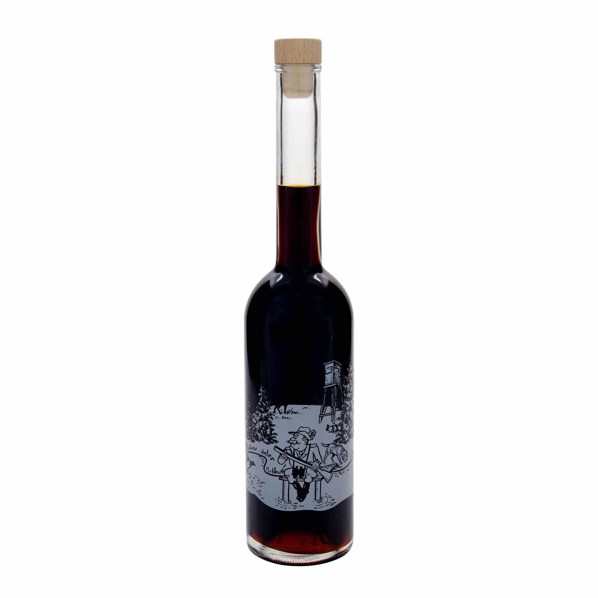 Γυάλινο μπουκάλι 'Opera' 500 ml, σχέδιο: κυνηγός, στόμιο: φελλός