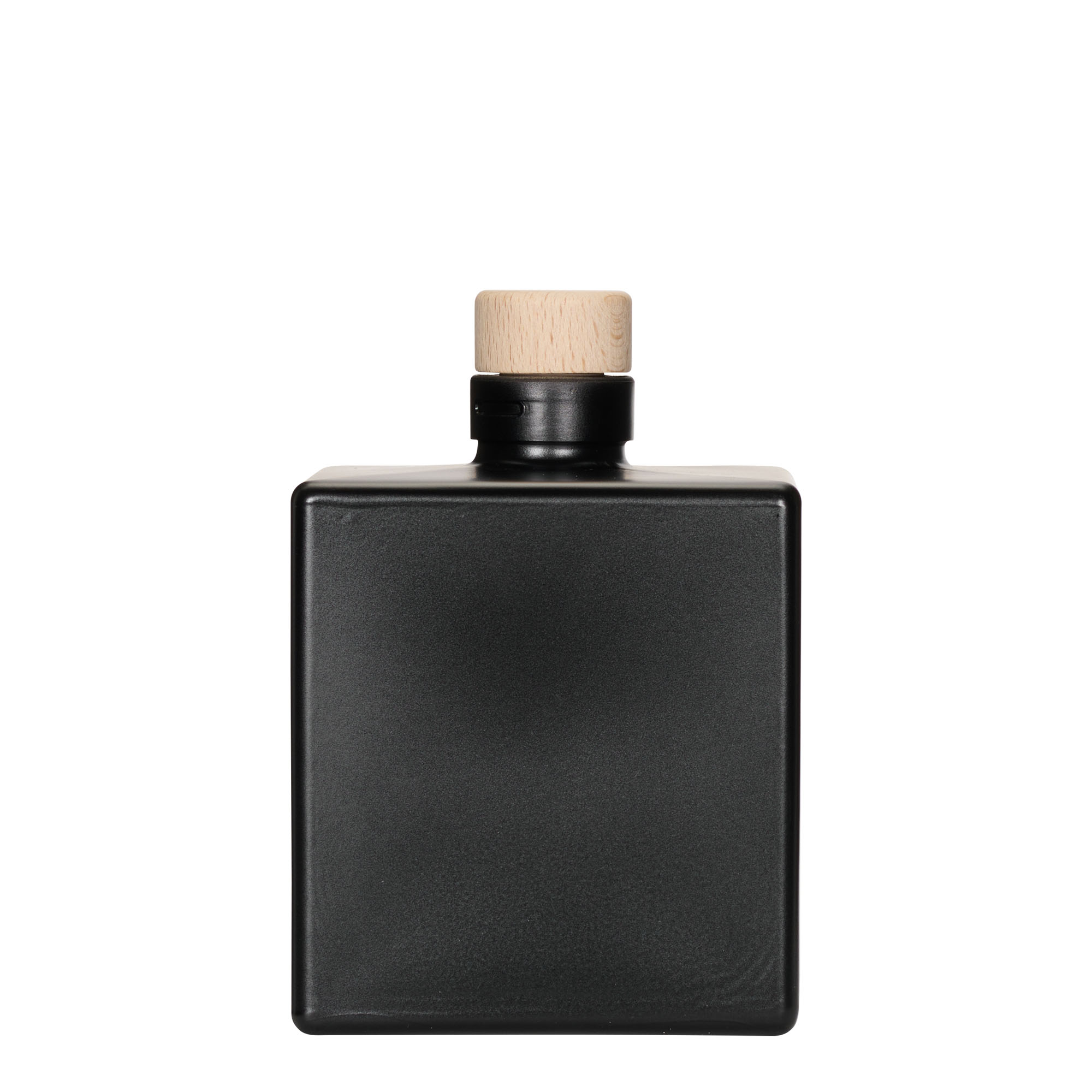 500 ml γυάλινο μπουκάλι 'Cube', τετράγωνο, μαύρο, στόμιο: φελλός