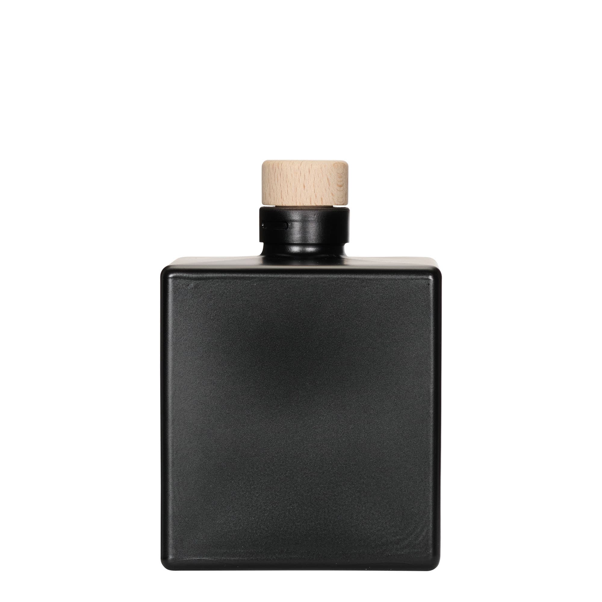 500 ml γυάλινο μπουκάλι 'Cube', τετράγωνο, μαύρο, στόμιο: φελλός